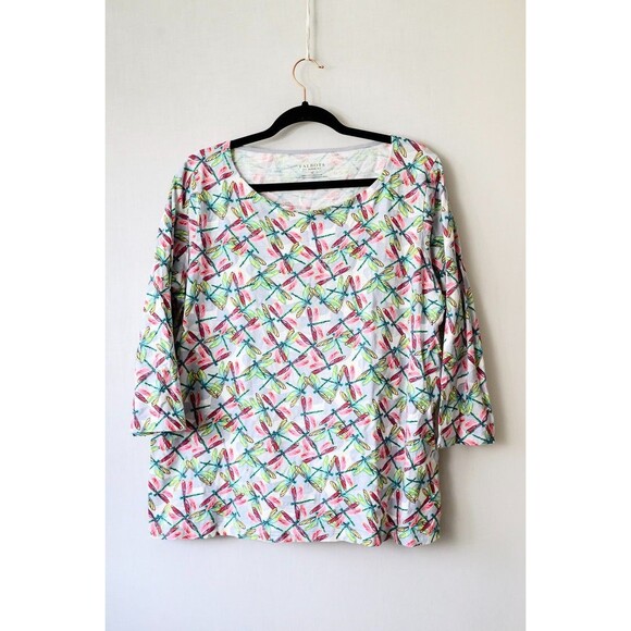 Talbots 1X Dragonfly print short sleeve T-shirt top cotton - Picture 1 of 7